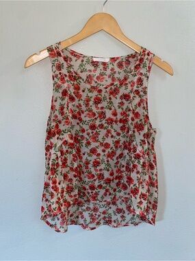 Lush Boho Sheer Flowy Tank Top Embroidered Summer Festival Size M